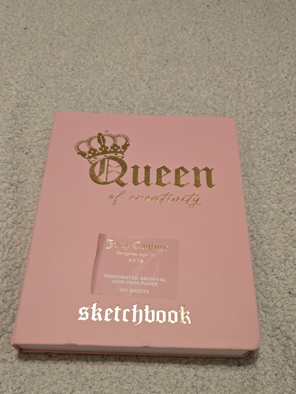 Juicy Couture Pink & Gold "Queen of Creativity" Sketchbook 120 Sheets New